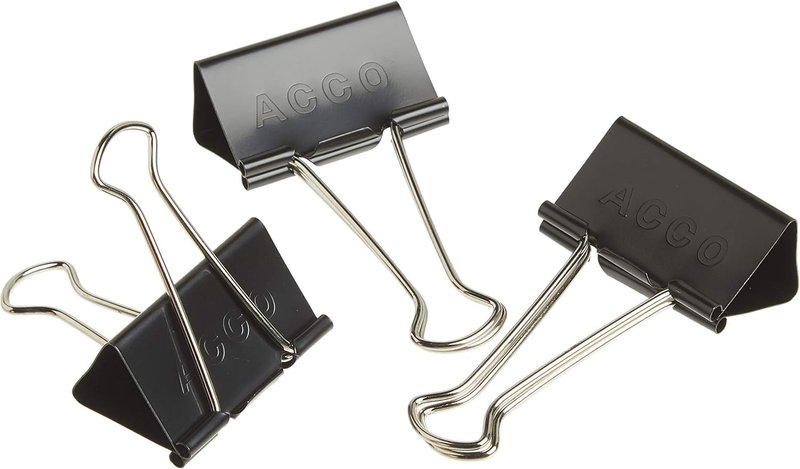 ACCO Brands Binder Clips, Large, 1 Box, 12 Clips/Box (72100)