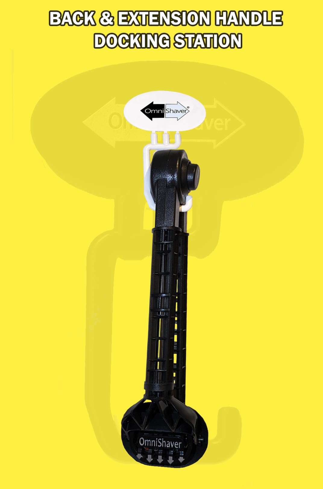OmniShaver Extender Handle - Full Body Shaver for Men & Women with 20" Extension Holder - Adjustable & Foldable, Includes Detachable Lotion Applicator for Back, Legs, Arms, Articulating Head - Black