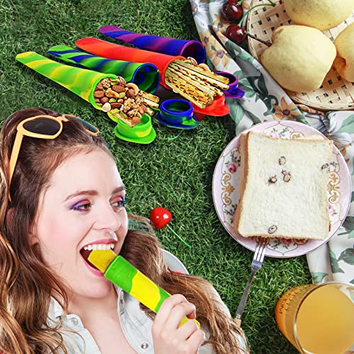6pcs Reusable Silicone Popsicle Molds with Lids for DIY Treats