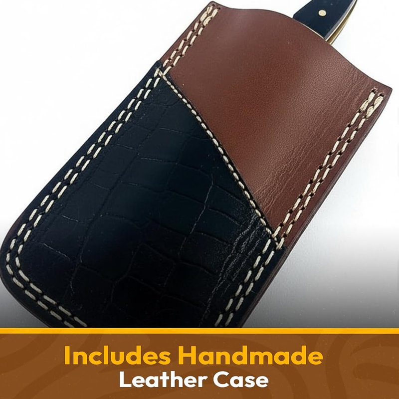 Damascus Steel Straight edge Razor Barber Salon Shaving wet shave real leather sheath for men SM151