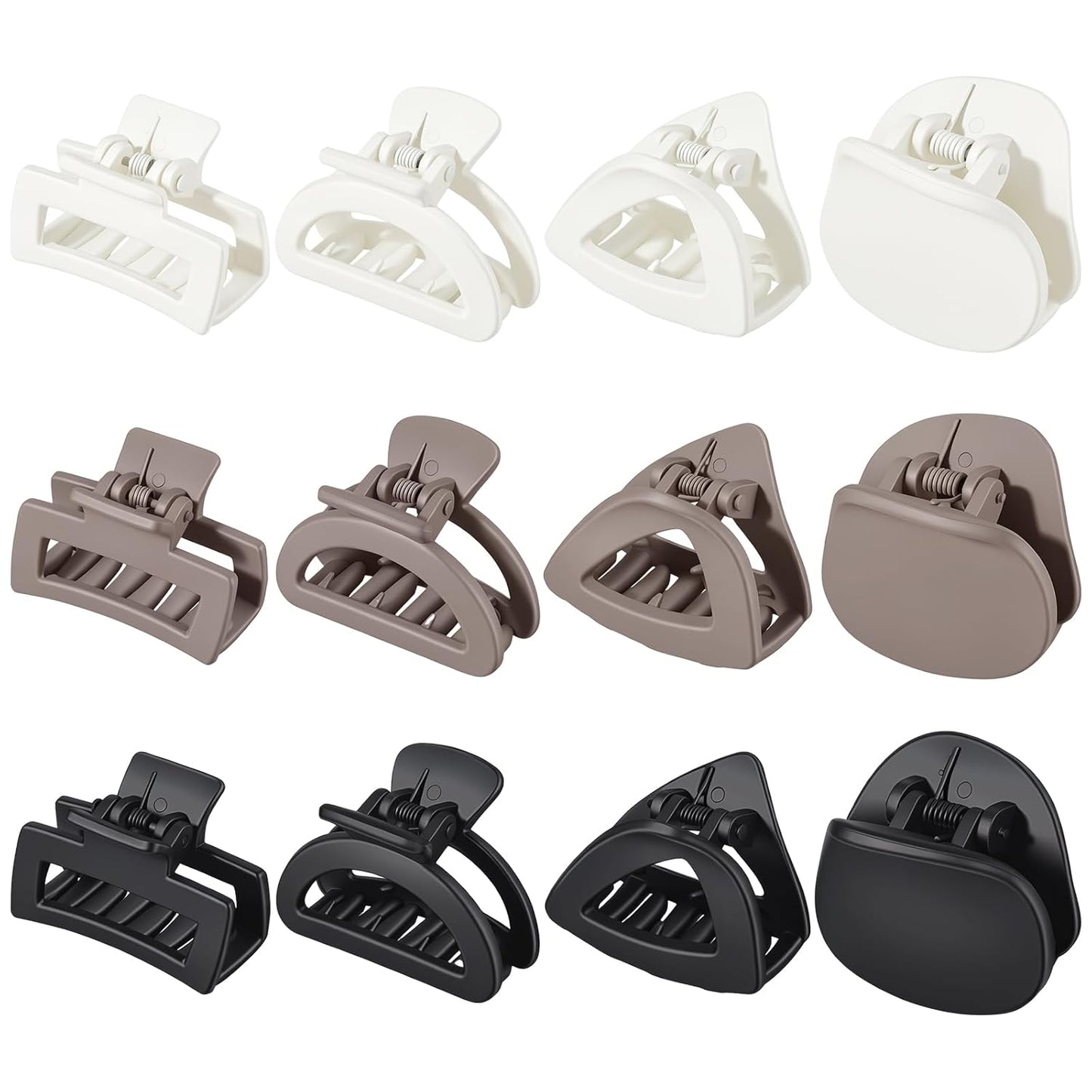 12 Pcs Mini Claw Hair Clips for Thin Hair - 1.6 Inch Matte Black, Brown, Beige Short Hair Accessories