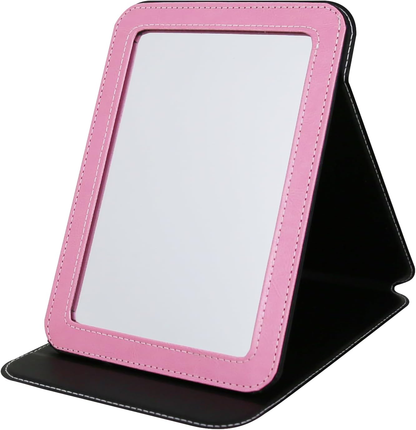 Travel Mirror - 6.5x8.9” Adjustable Foldable Desk Mirror with PU Edge Cover - Perfect for Camping & Home Use