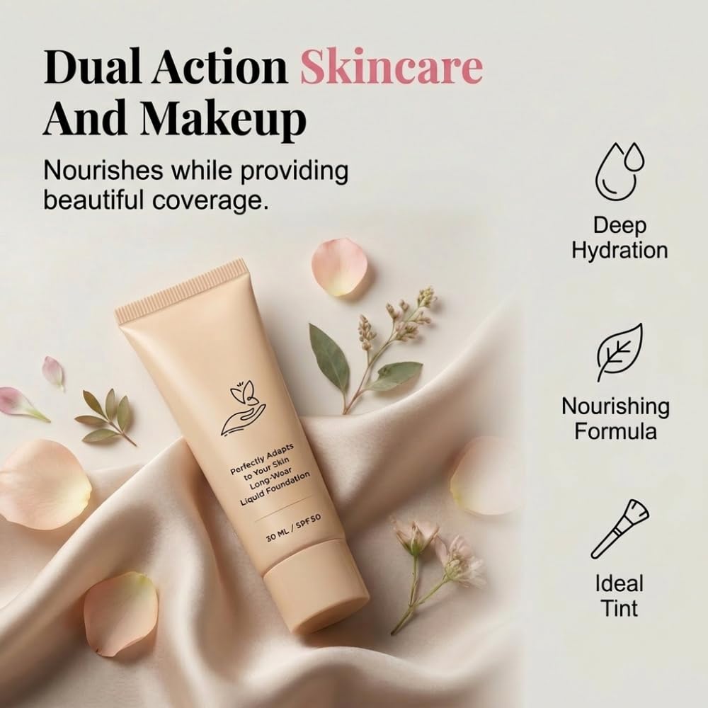 Color Changing Foundation for Mature Skin - Tone Adapting Liquid Makeup for Women | Conceals Fine Lines & Wrinkles (1pc)