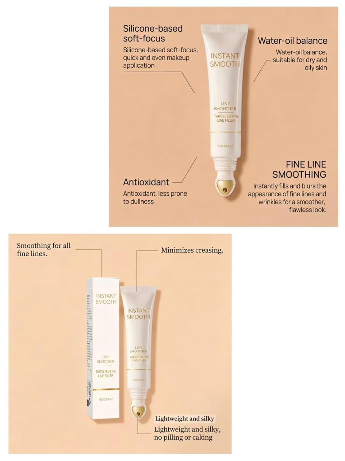 Instant Fine Line Filler - Anti-Aging Face Primer for Wrinkles & Crow's Feet | 15g/0.53oz