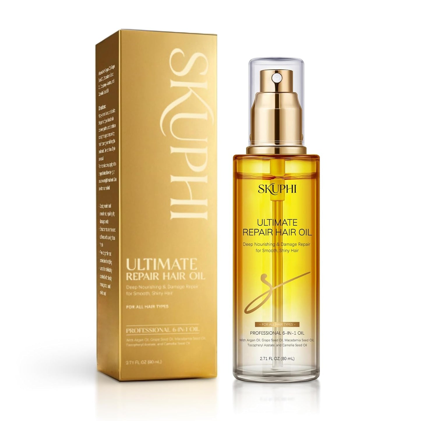 Argan Oil Hair Spray - Cold-Pressed Serum Mist for Dry, Damaged Hair | Nourishing Treatment, 80ml/2.7 fl. oz.