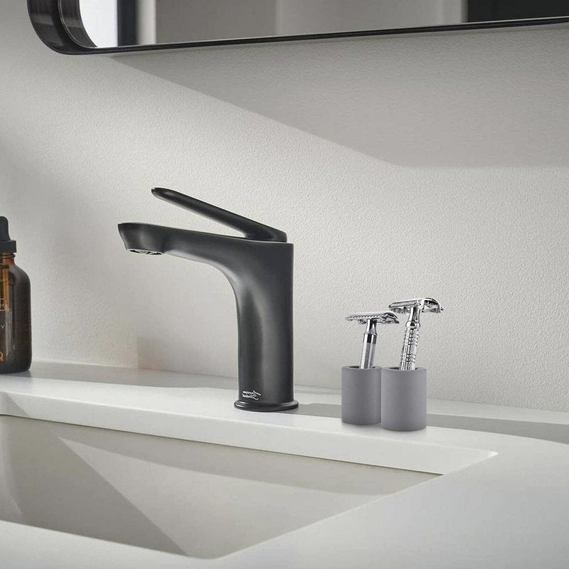 Linkidea 2 Pack Safety Razor Stand - Opening Dia 0.8" (2.2cm) Diatomite Men's Shaving Holder for Bathroom Countertops, Compatible With Vikings, Merkur Double Edge Safety Razor (Grey)