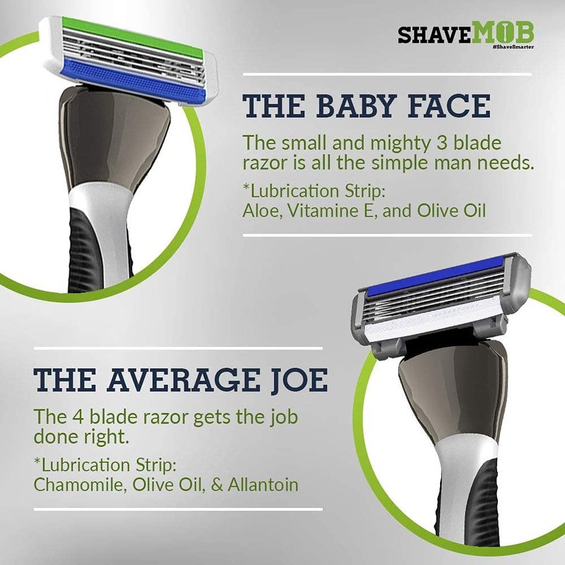ShaveMOB 4-Blade Men's Razor Kit (Flex Head Handle + 12 Refills) - The Average Joe Shaving Kit