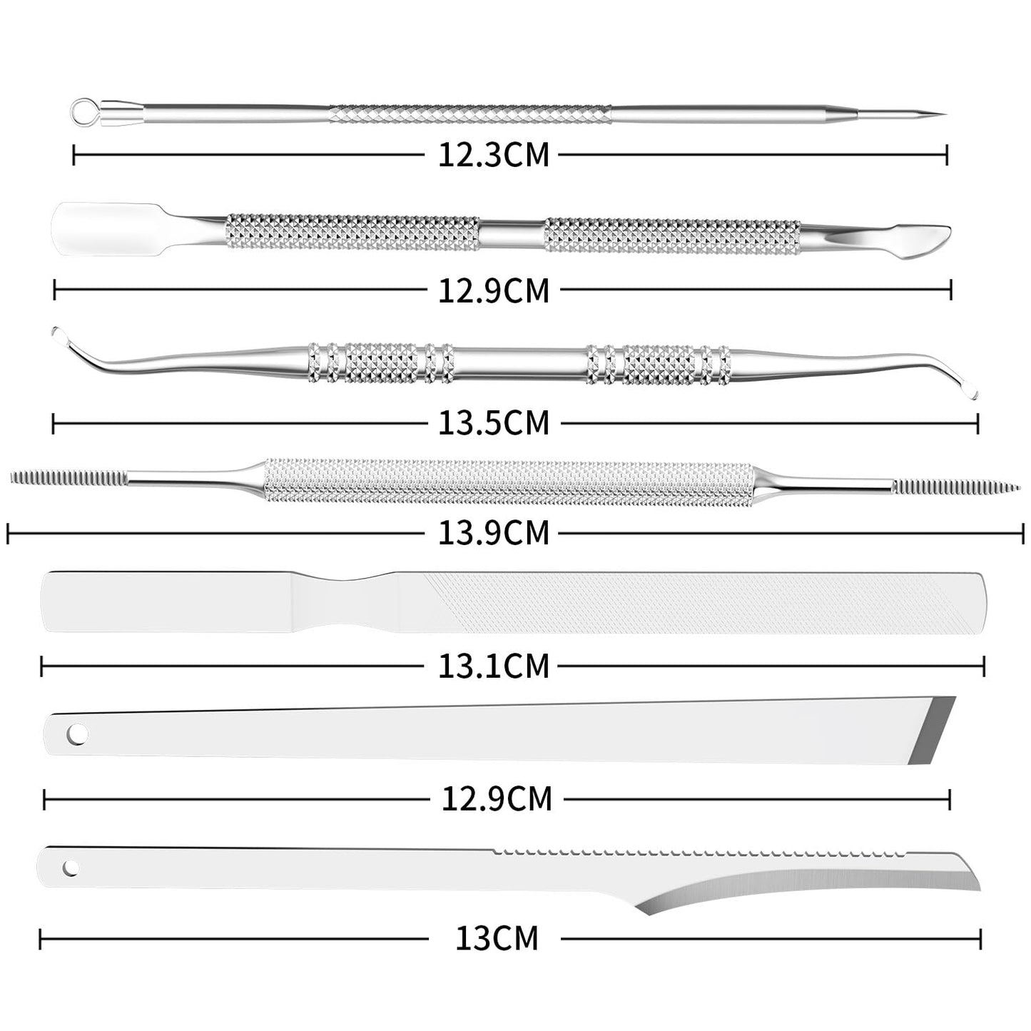 ZIZZON 7 Pcs Ingrown Toenail File and Lifters Set, Stainless Steel Ingrown Toenail Removal Kit, Under Nail Cleaner Pedicure Tools