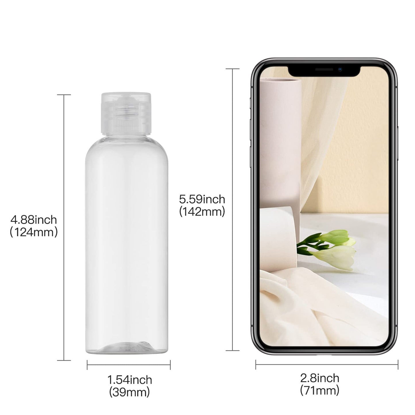 LISAPACK 3.4 oz Travel Bottles for Toiletries, Plastic Travel Size Containers for Shampoo Conditioner TSA Approved, Empty Small Squeeze for Lotion, Clear Leak Proof Mini Liquid Tube for Refillable