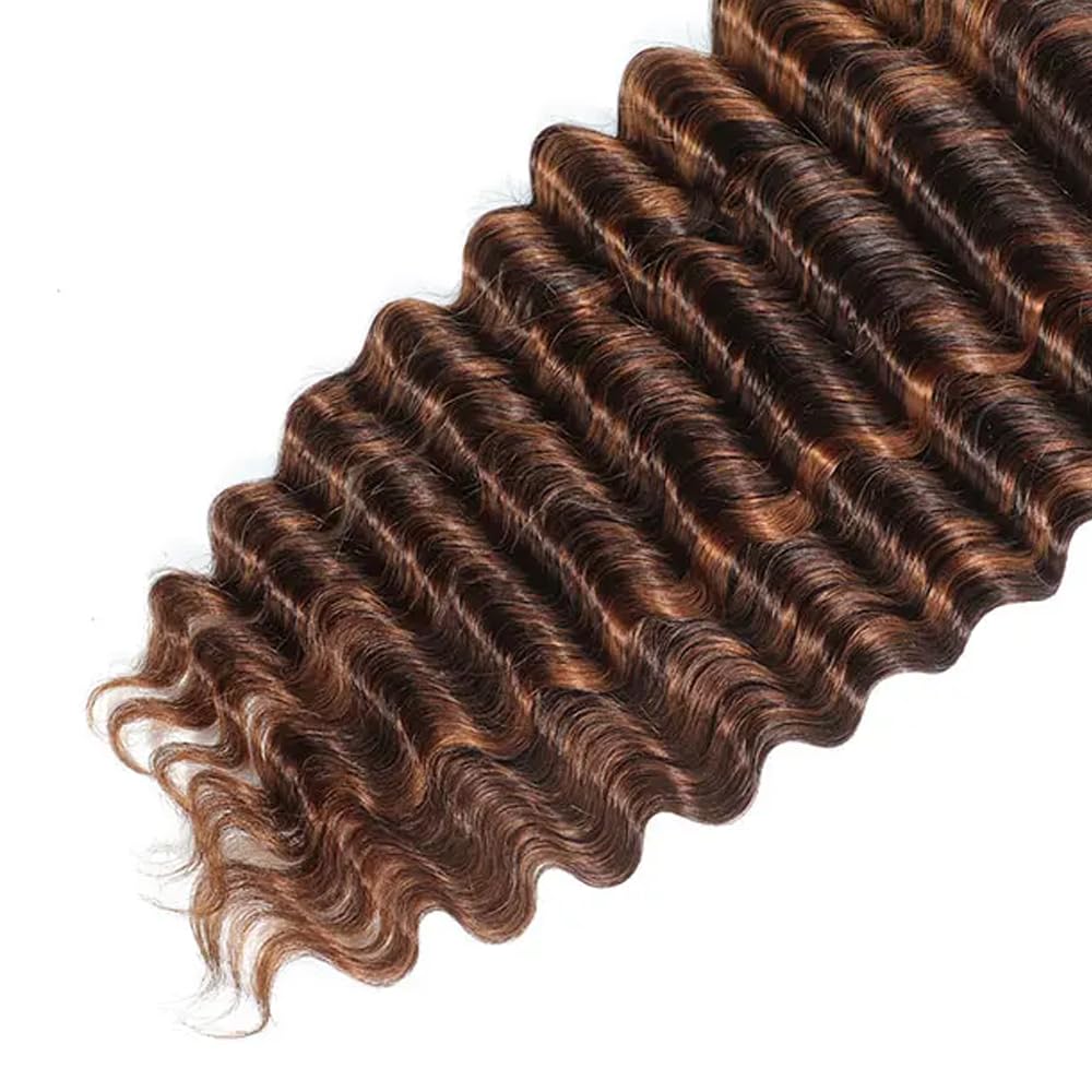 26 28 30 inch Highlight Bundles Human Hair Brown Deep Wave Bundles P430 Human Hair Bundle 2 Tone #4 and #30 Color 150g