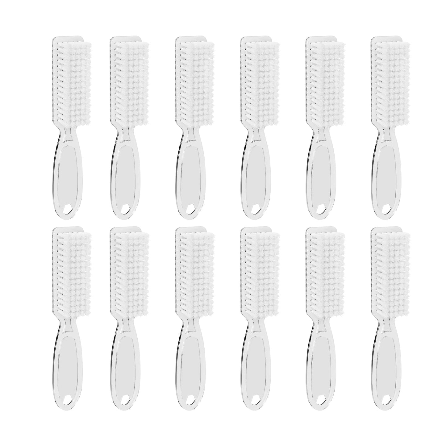 SQULIGT 12 Pcs Handle Grip Cleaning Brushes, Hand Fingernail Nail Scrub Manicure Brush Pedicure Brush, Use for Toe and Nails Cleaning (Clear Handle)