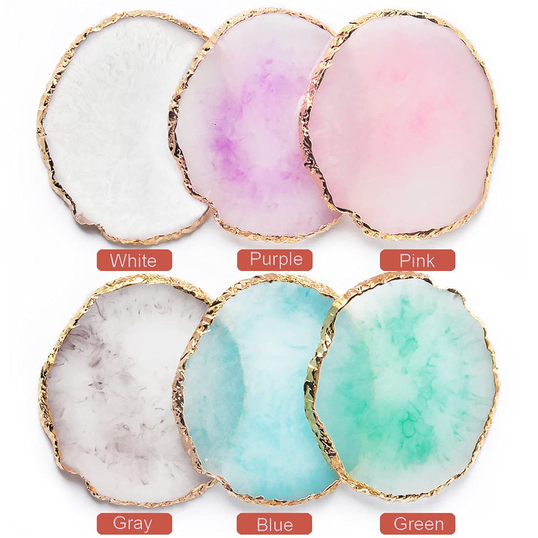 Resin Nail Art Palette - Mixed Color Gilded Edge Display Board for Gel Nail Painting | White