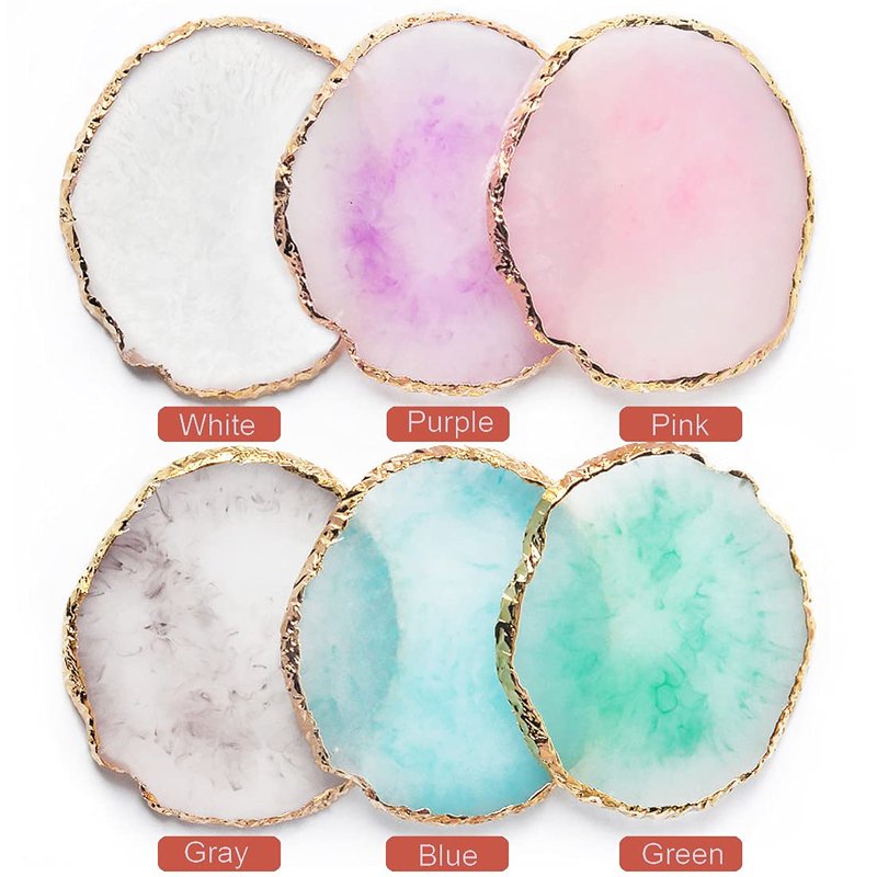 Resin Nail Art Palette - Mixed Color Gilded Edge Display Board for Gel Nail Painting | White