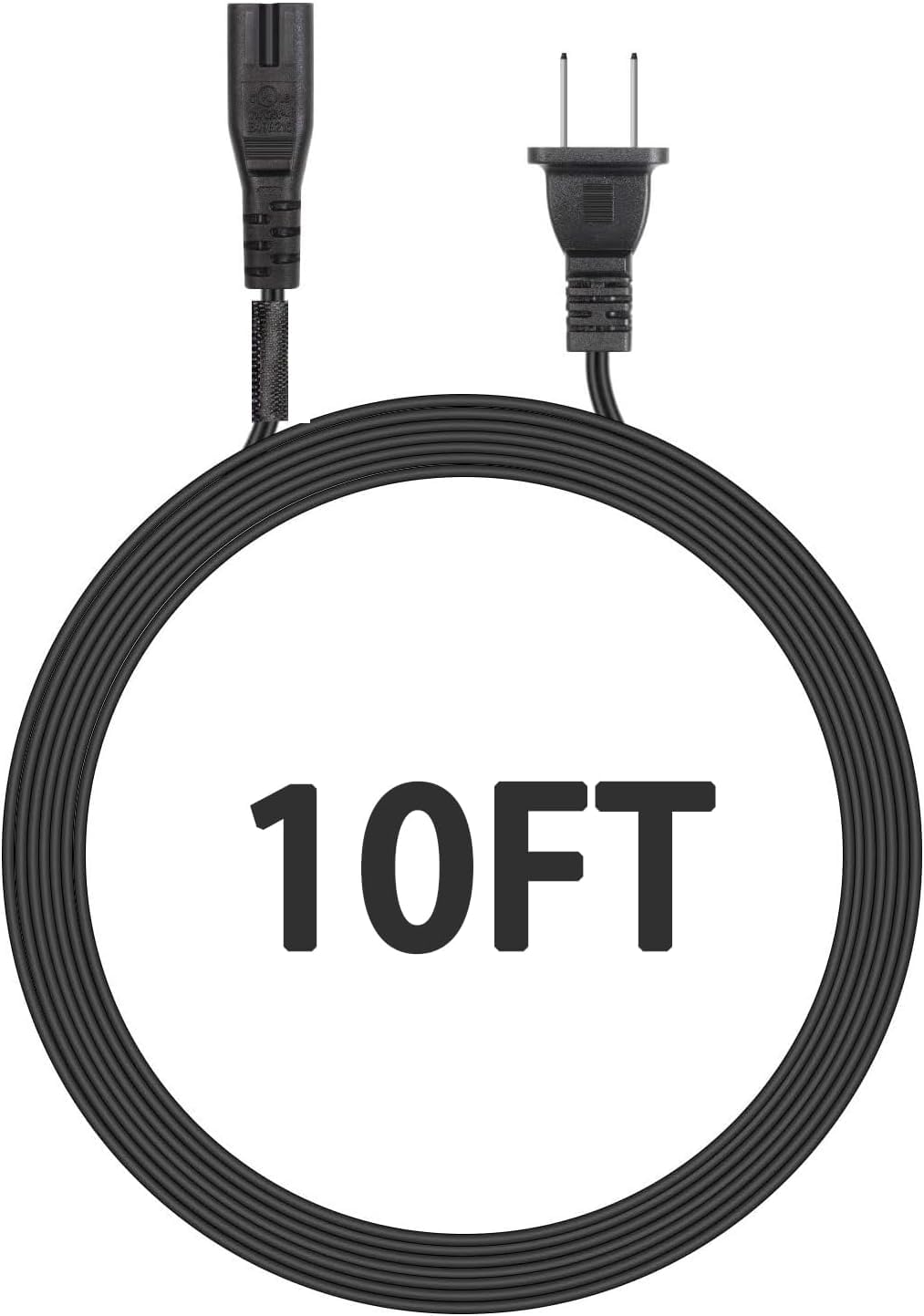 10FT Long 2 Prong AC Elliptical Power Cord for YOSUDA, GUGTTR, WESTIONC, ANCHEER Under Desk Elliptical Machines Power Cord Cable