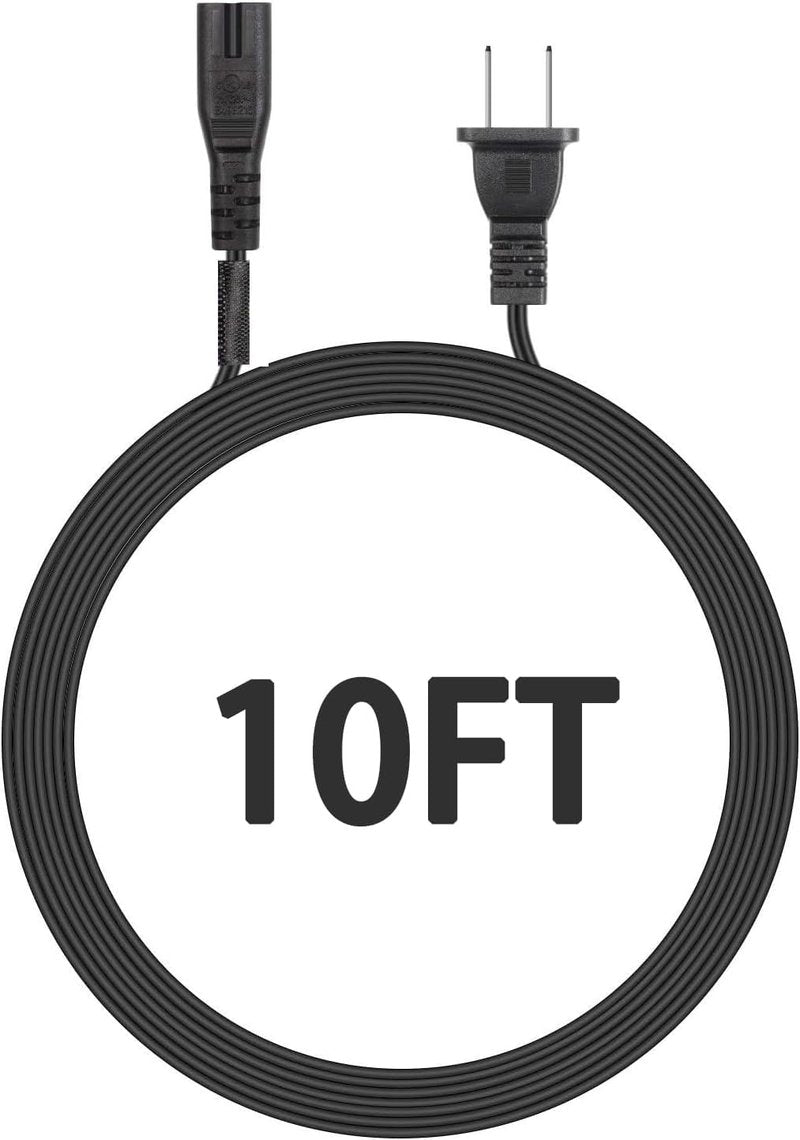 10FT Long 2 Prong AC Elliptical Power Cord for YOSUDA, GUGTTR, WESTIONC, ANCHEER Under Desk Elliptical Machines Power Cord Cable