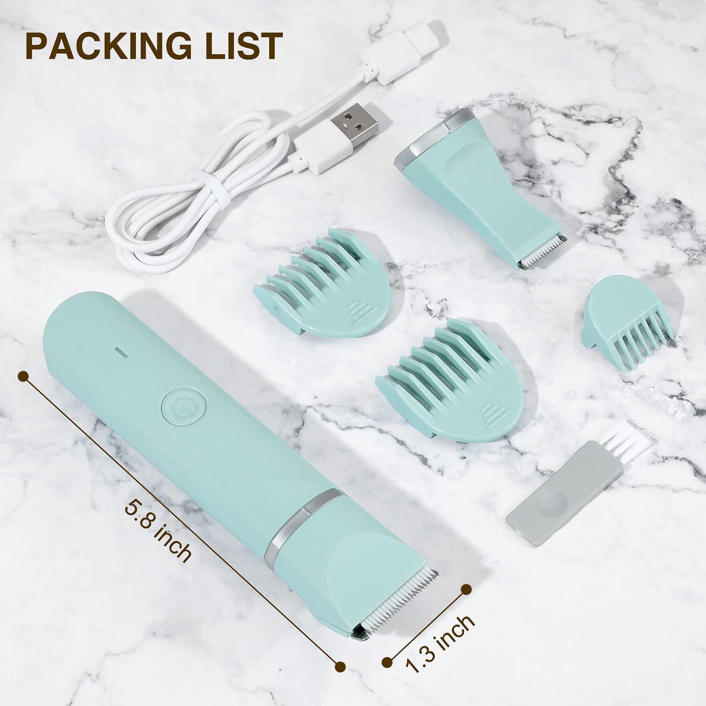 Bikini Trimmer for Women,Rechargeable Ladies Bikini Hair Trimmer Removal with Snap-in Ceramic Blades IP7X Washable Head,Pink
