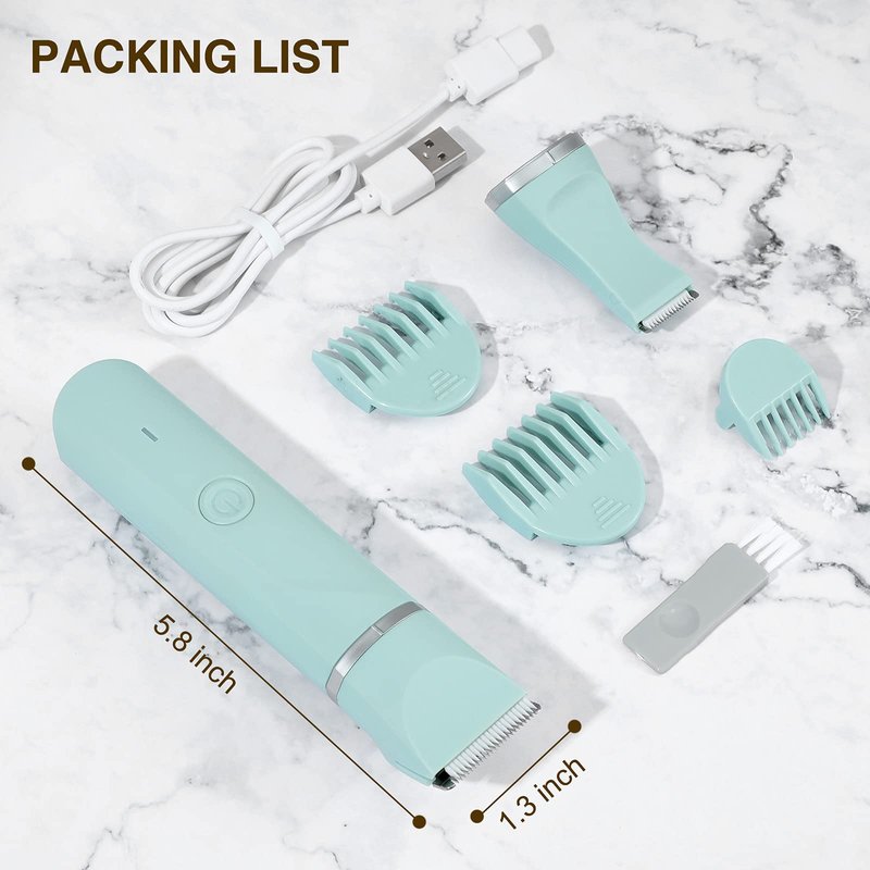 Bikini Trimmer for Women,Rechargeable Ladies Bikini Hair Trimmer Removal with Snap-in Ceramic Blades IP7X Washable Head,Pink