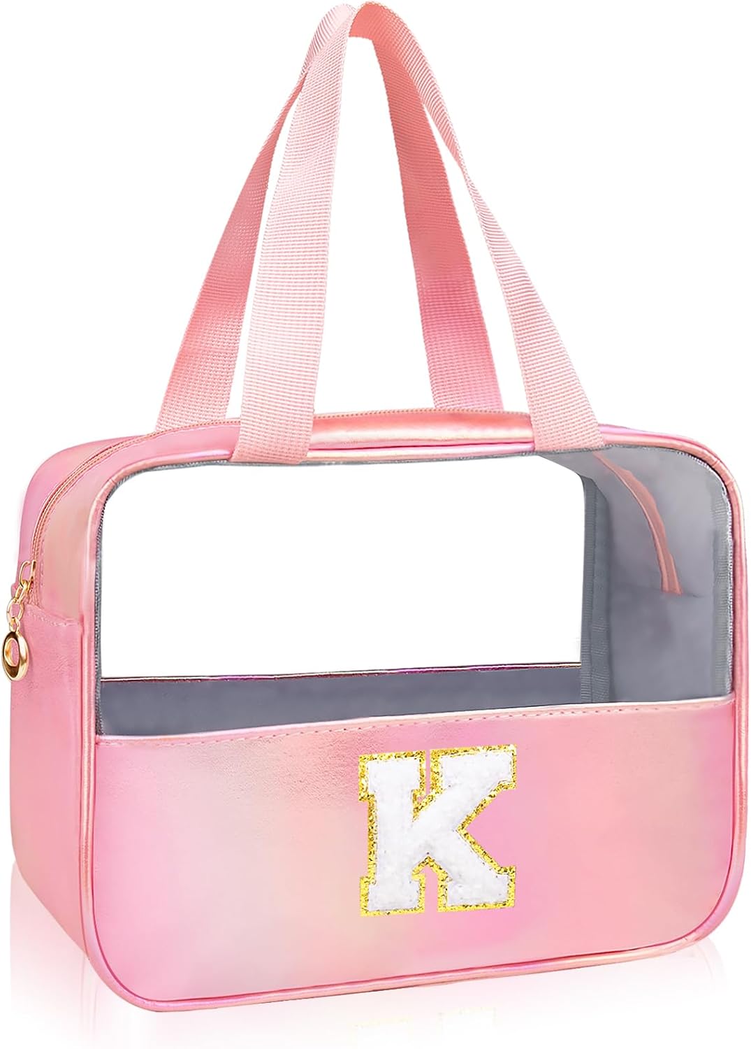 Personalized Pink Clear Makeup Bag - Large Cosmetic Organizer for Travel | Ideal Gift for Women & Girls