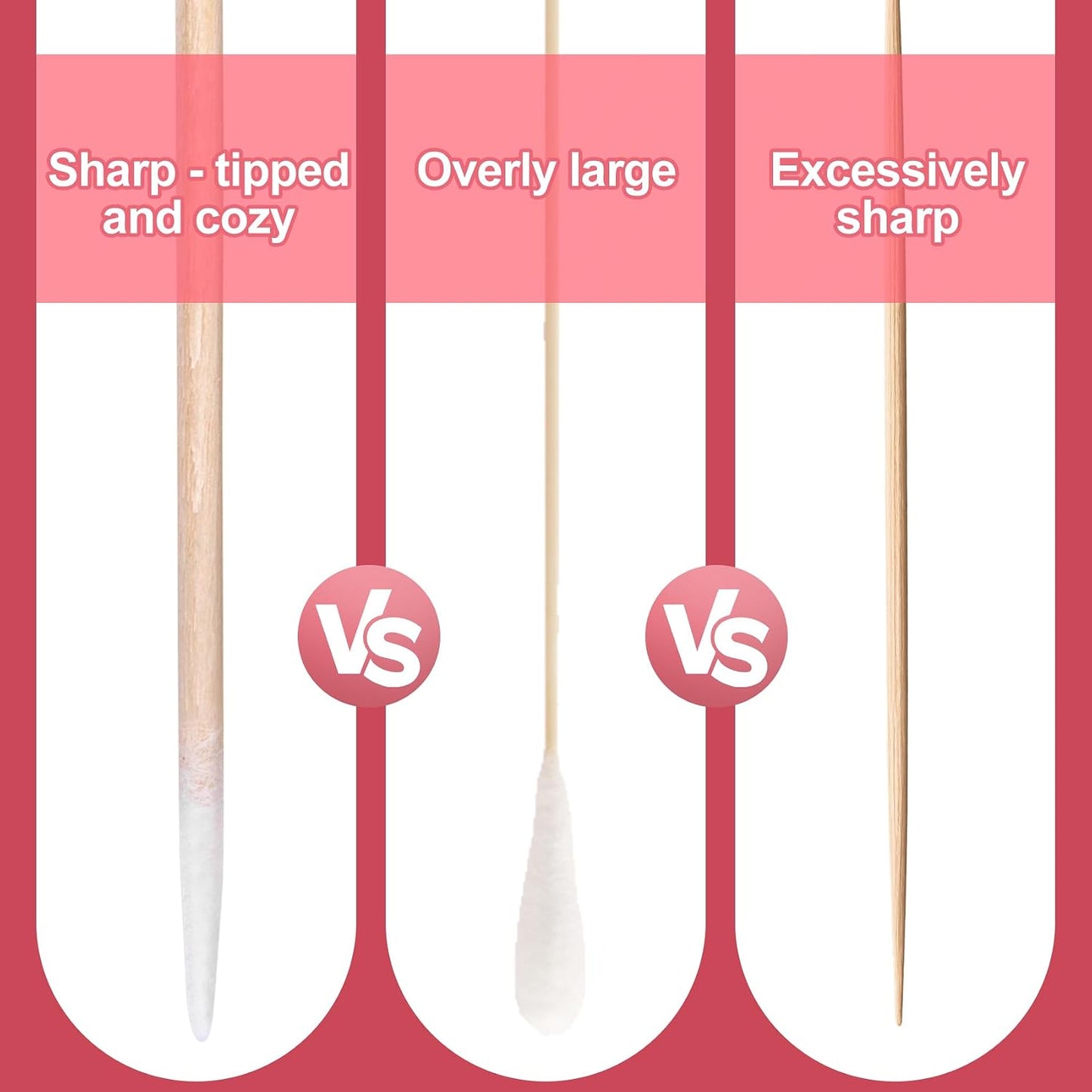 Pointed Cotton Swabs - 300 Pcs Precision Tip Makeup Correction | 2.75 Inch Wooden Sticks