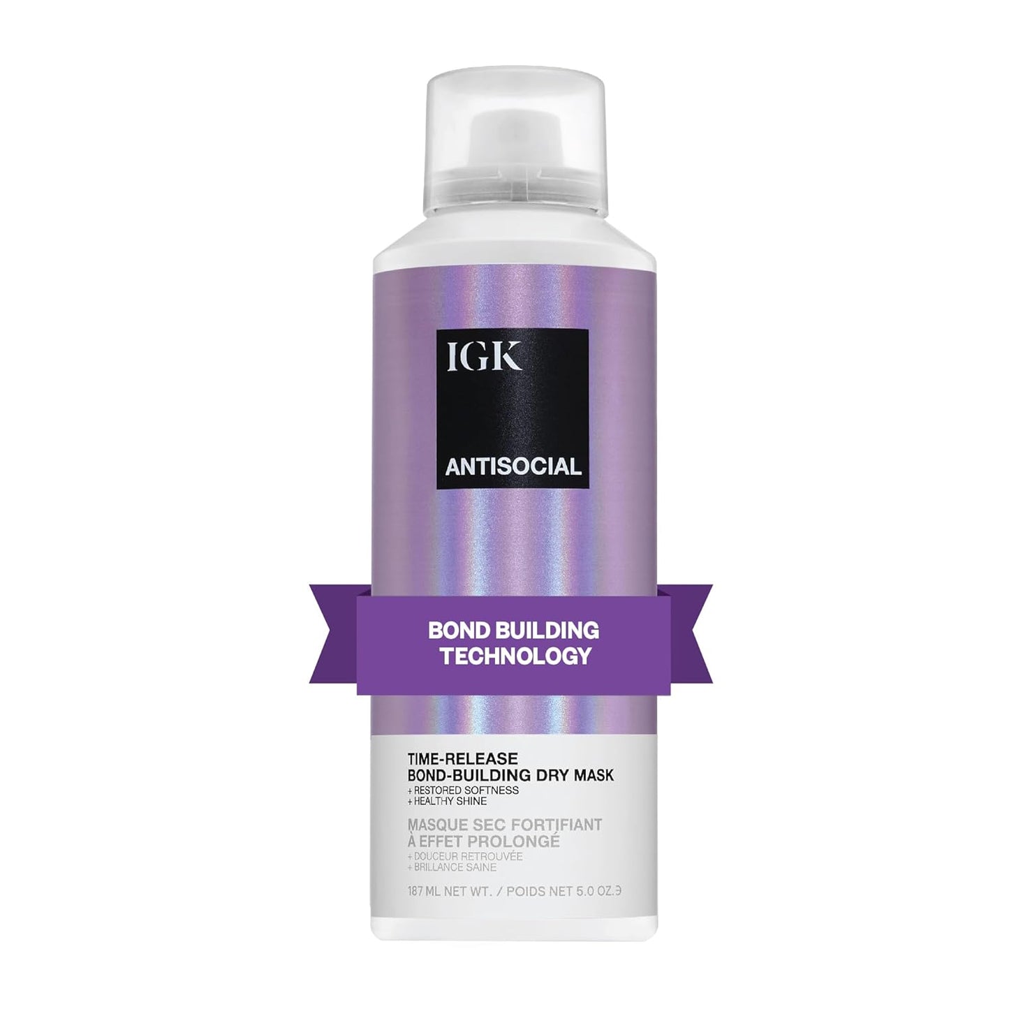 IGK ANTISOCIAL Bond-Building Dry Hair Mask - Repair, Soften & Shine | Vegan, 1.7 Oz