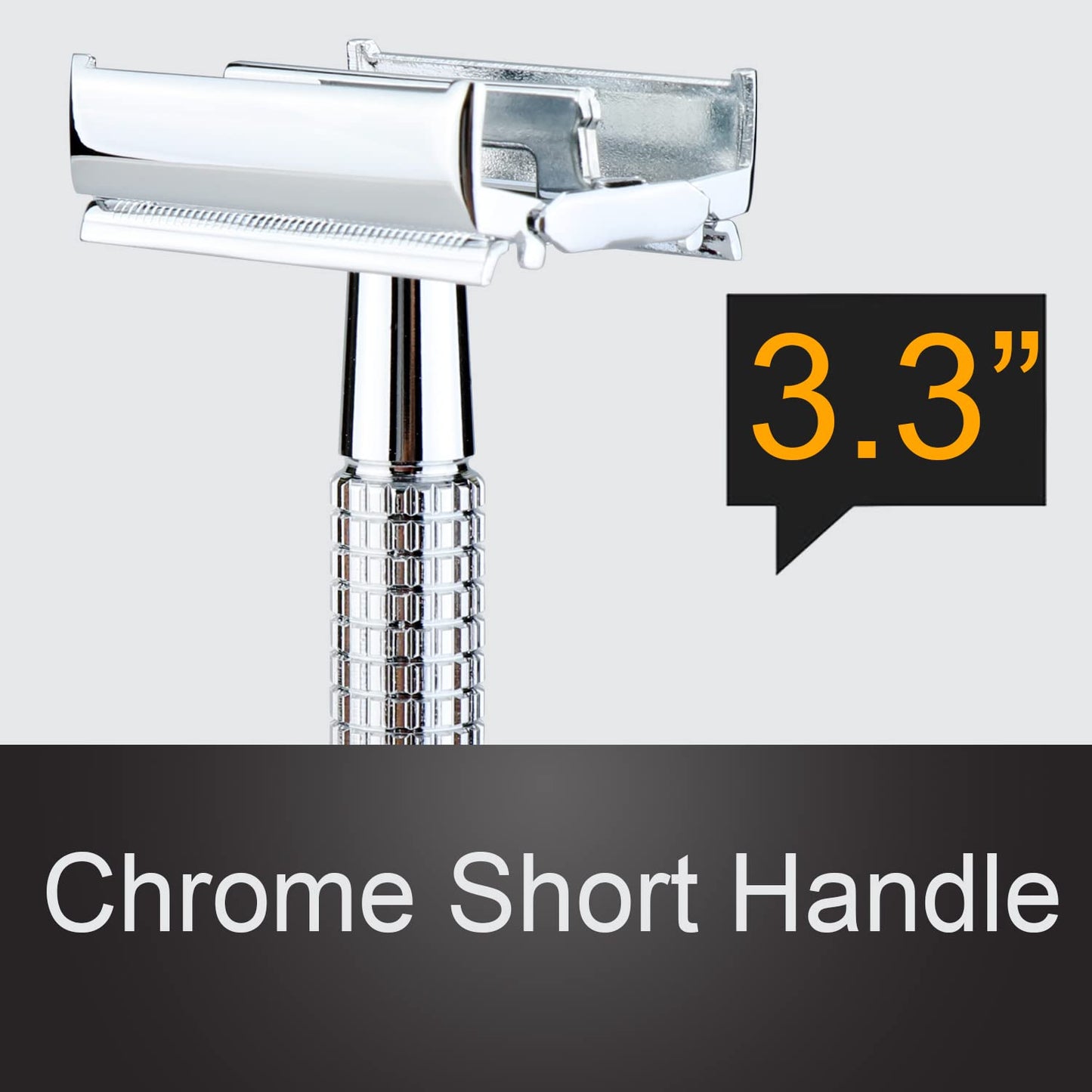 WEISHI Butterfly Open Double Edge Safety Razor for Men, Chrome Short Handle with 5 Stainless Razor Blades Included, Reusable Wet Shave Tool for Smooth, Close Shave