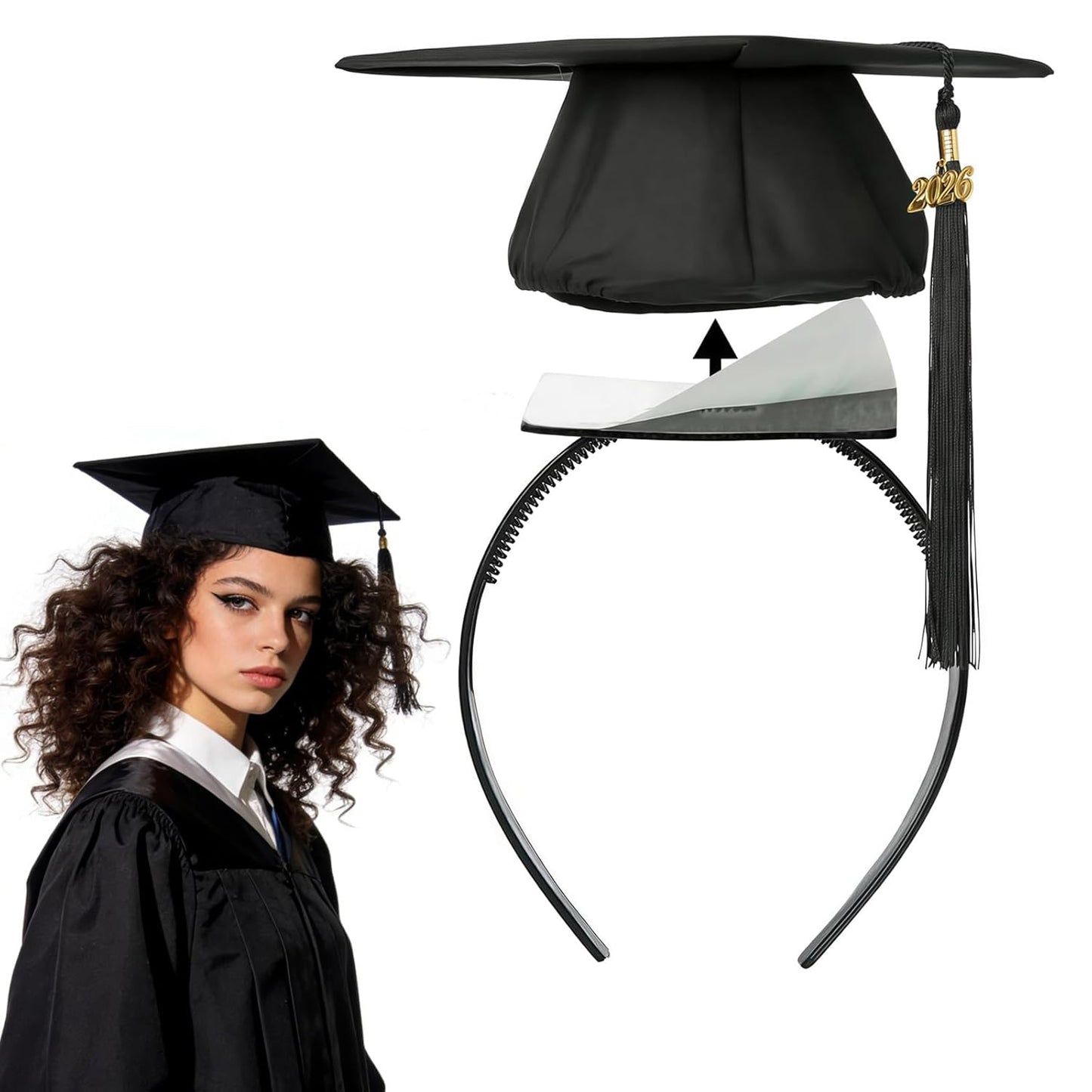 Round Graduation Cap Headband - Firm Anti-Fall Hair Band for Secure Fit | 1 Piece
