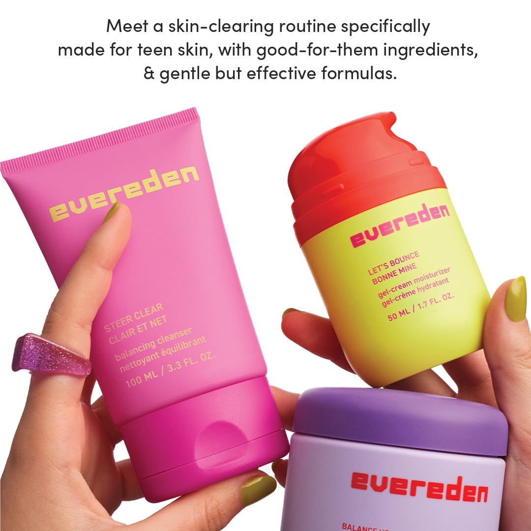 Evereden Balance Up Toner Pads - Clean and Vegan Teen Water-Based Face Pads with Mandelic Acid, Niacinamide, & PHAs - Oily and Pimple-Prone Skin - Healthy-Looking Skin & Clog-Free Pores