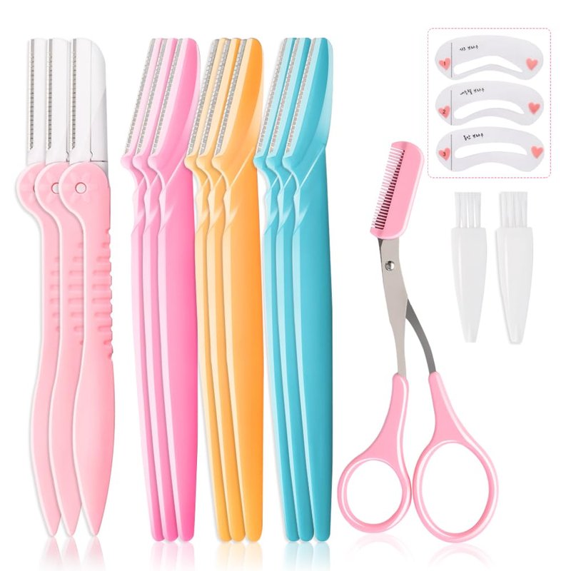 12 Pcs Eyebrow Razor, Face Razors for Women, Exfoliating Trimmers, Eyebrow Grooming Shaper for Women, Peach Fuzz, Hair Removal, Facial Razors Dermaplane Glow Razor