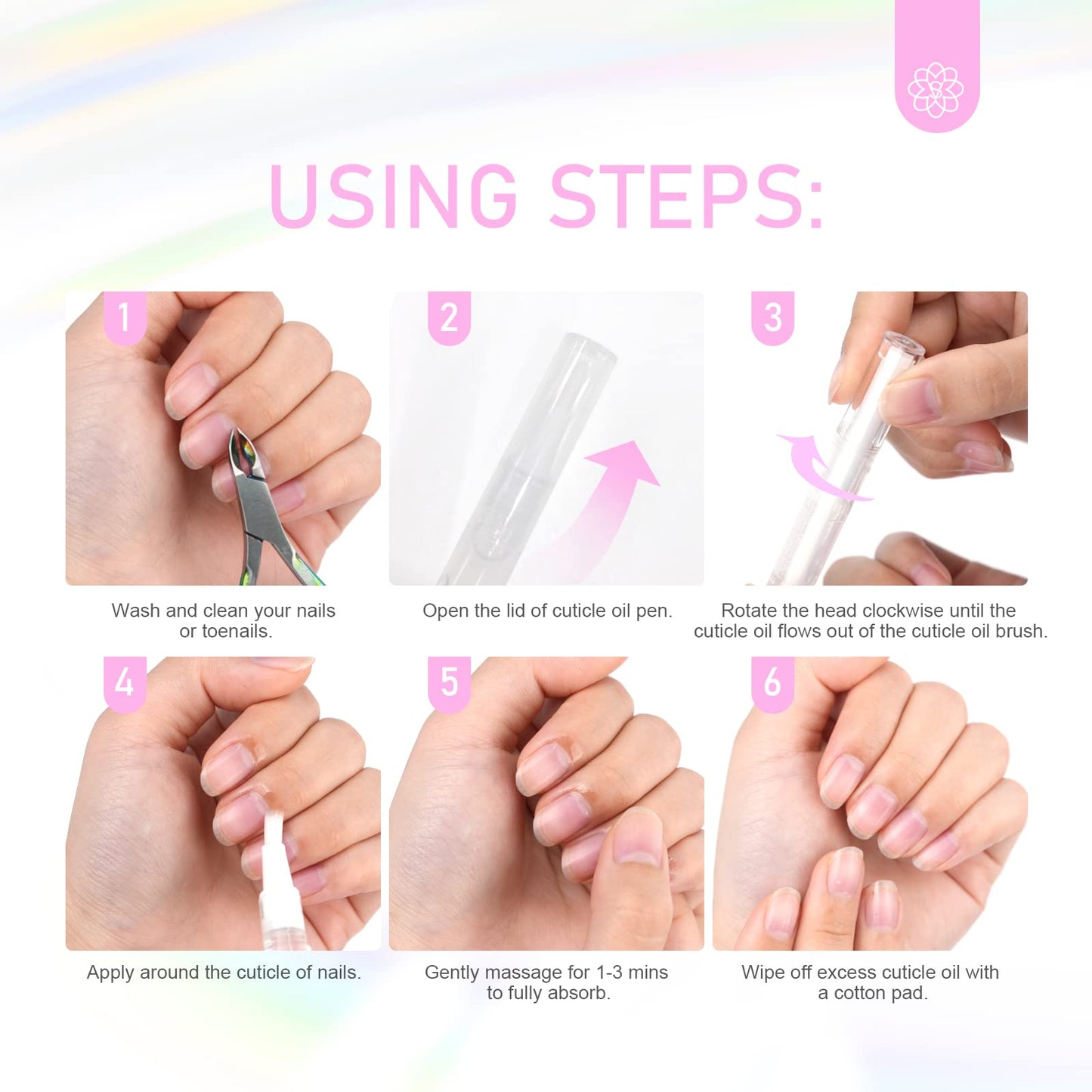 SAVILAND Revitalizing Cuticle Oil Pen : 6PCS Nail Oil with Vitamin E Jojoba Nail Strengthener Nail Growth Serum for Brittle Peeling Breaking Thin Nails Hydrating Repair Cuticle Conditioner Overnight