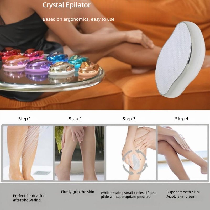 Epilators Crystal Hair Remover Natural Hair Eraser Reusable Painless Nano Glass Hair Removal Device Without Shaver Gentle Crystal Epilator and Exfoliator for Soft Silky Skin Silver