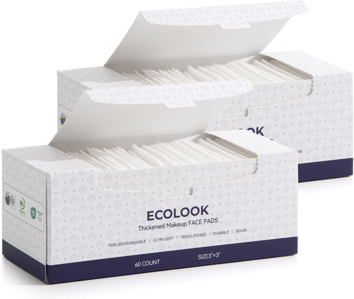 Triple-Layer Cotton Facial Pads - Textured Exfoliating & Ultra-Soft | Lint-Free, Gentle for All Skin Types - 1 Pack