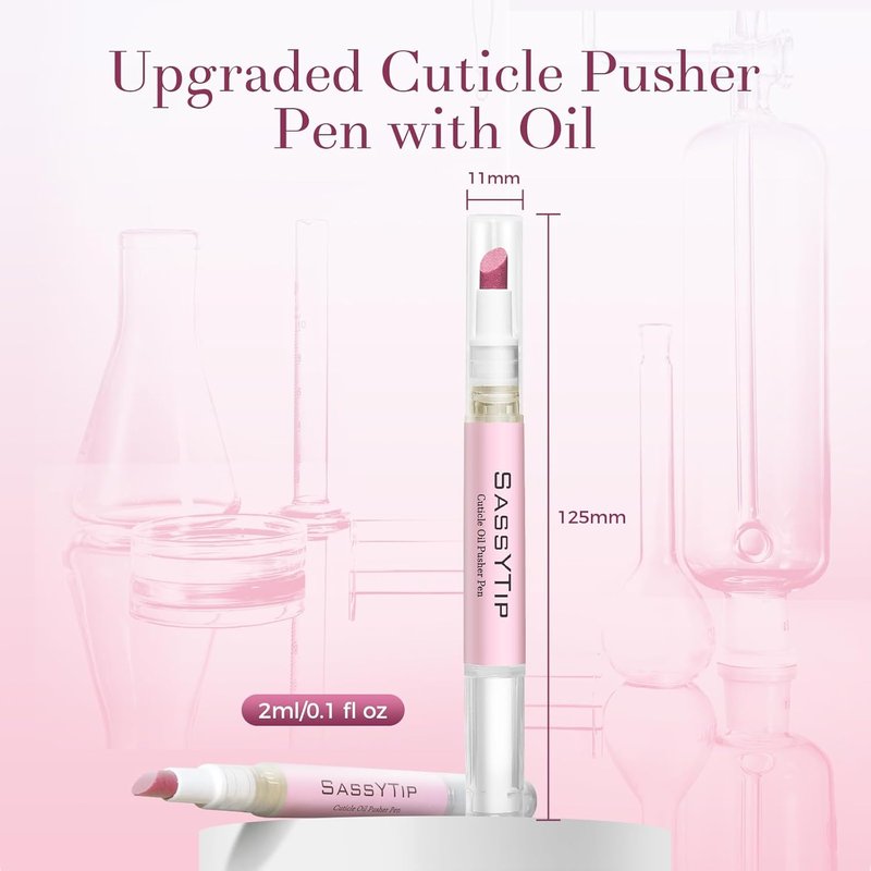 Ceramic Cuticle Pusher & Oil Pen - Gentle Cuticle Remover for Dry Nails | 2ml Rose & Lavender Scent