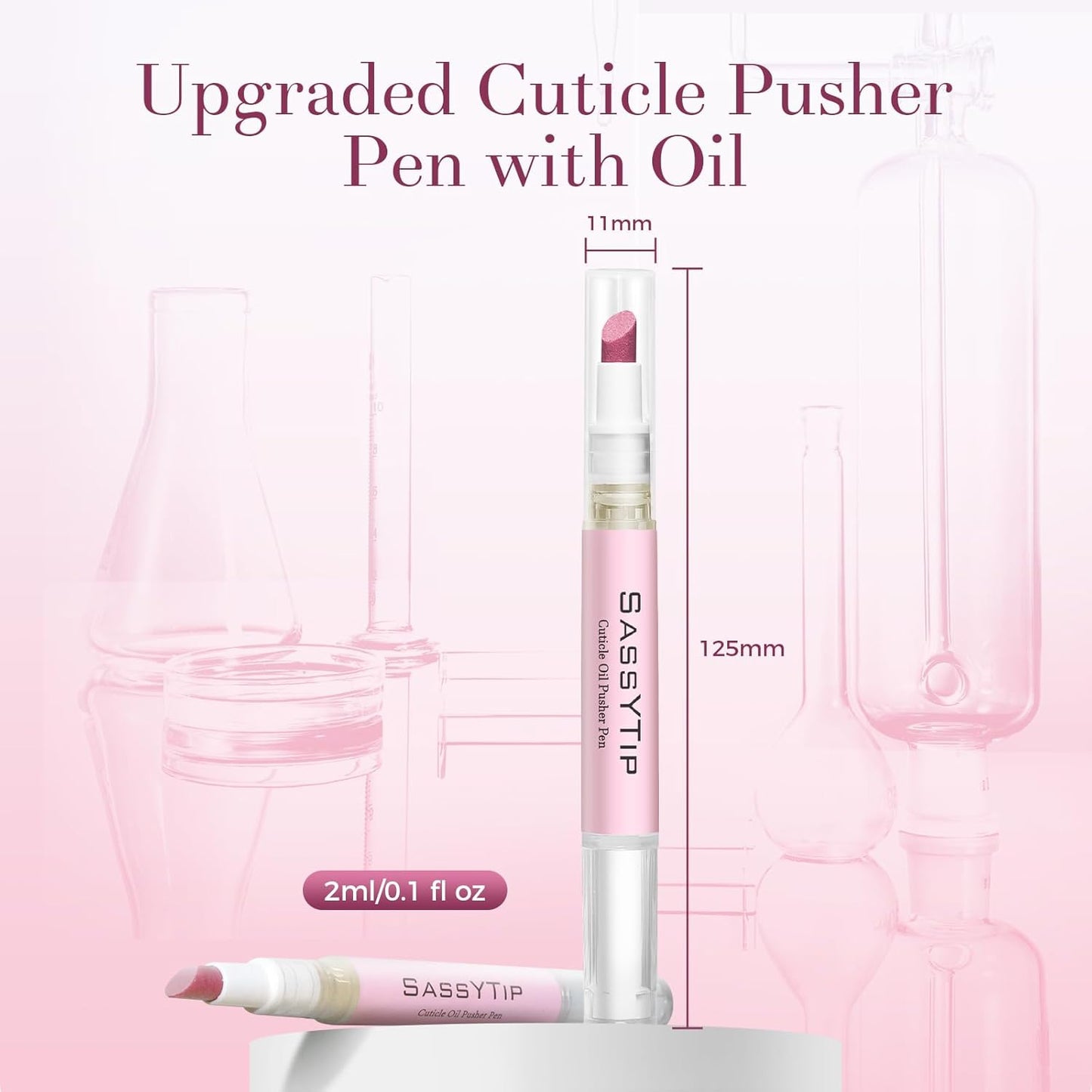 Ceramic Cuticle Pusher & Oil Pen - Gentle Cuticle Remover for Dry Nails | 2ml Rose & Lavender Scent
