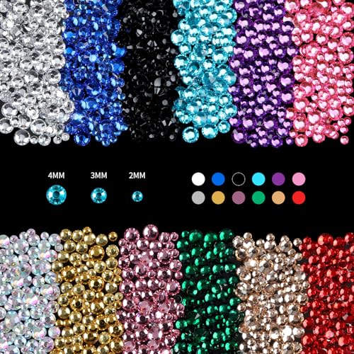 YGDZ Face Rhinestones Kit with Makeup Glue - 12 Colors & 3 Sizes