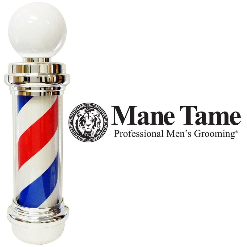 MANE TAME 33" Rotating Barber Pole with LED Lamp and Acrylic Outer Cylinder. Includes Wall Mount and Permanent-Magnet Synchronous Motor 110v