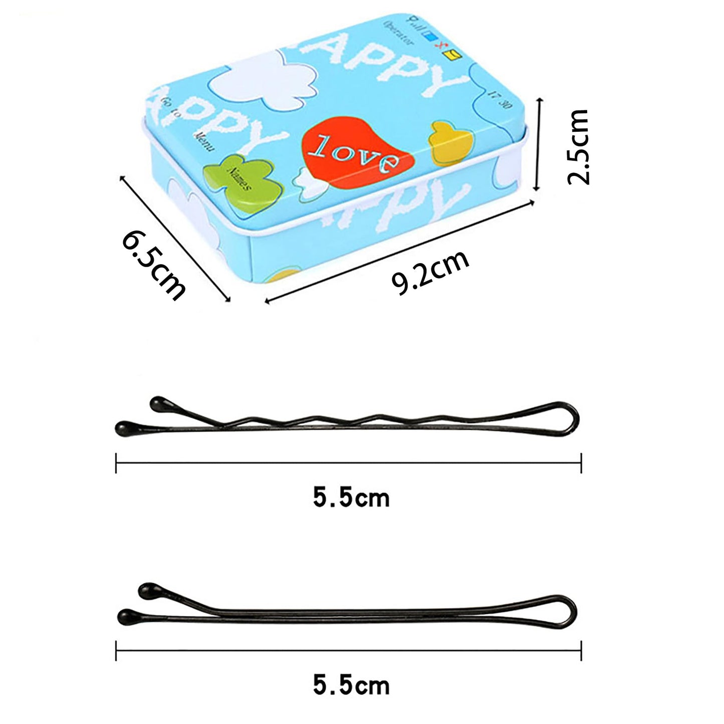 50 pcs Bobby Pins with Cute Tin Box Packaging Hair Clips for Girls and Women of All Hair Types for Styling Updo Hair Buns