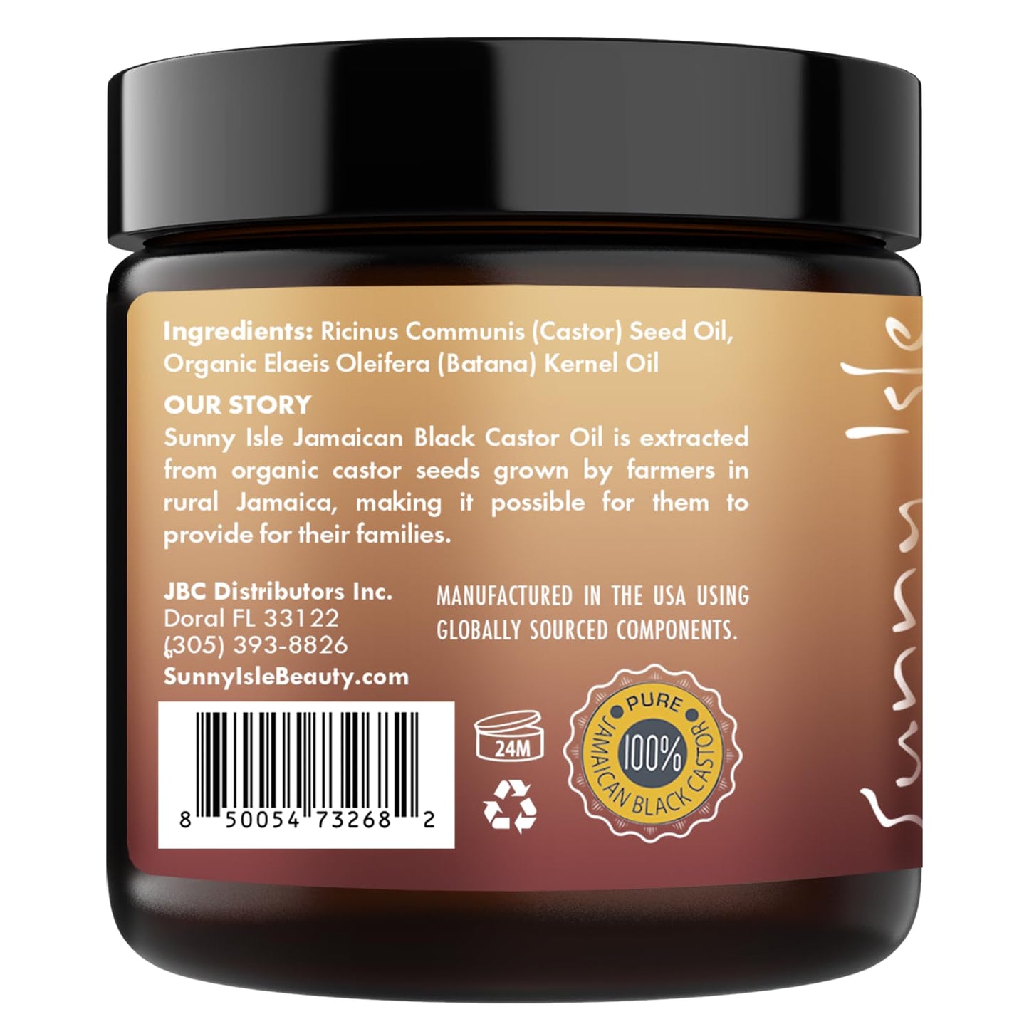Sunny Isle Batana Pure Butter Infused with Jamaican Black Castor Oil 4 oz, Double Growth Formula