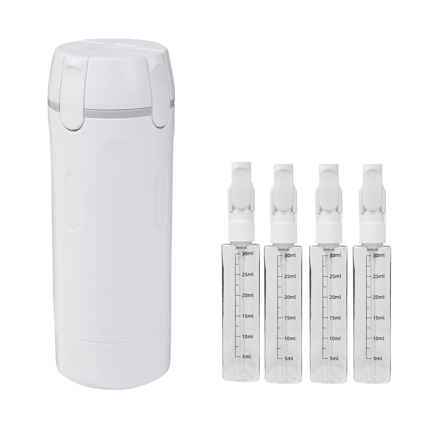 4 in 1 Travel Dispenser Bottle Refillable Leak-Leak Proof and Portable for Shampoo, Conditioner, Shower Gel & Toiletries Perfect for Vacation, Camping & Gym. (White)
