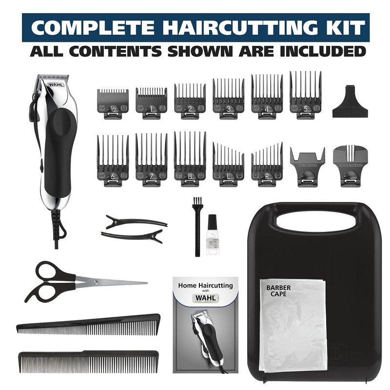 Wahl USA Hair Clipping Kit - Chrome Pro Corded Clipper for Men | Powerful Grooming & Beard Trimming - Model 3024635