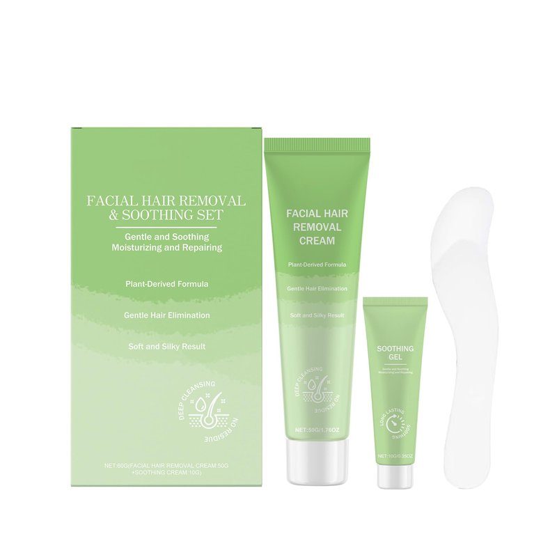 Facial Hair Removal Cream for Women - Gentle & Painless Hair Remover for Upper Lip Chin & Sideburns, 4-Minute Quick Depilatory Cream for Sensitive Skin Effective at-Home