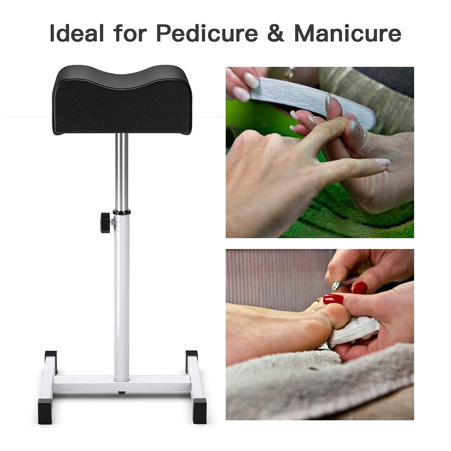 CHAOEEMY Pedicure Foot Rest,Adjustable Height Pedicure Stool,Pedicure Stand for Home Salon,Tattoo,Nail Tech(Black)