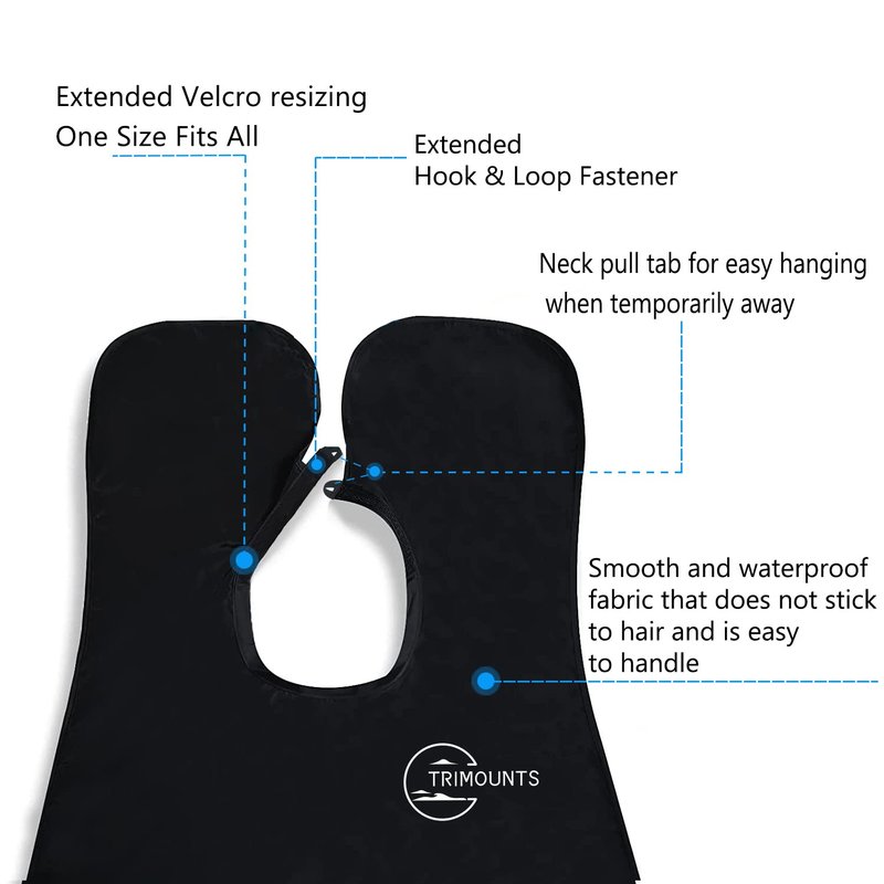 Beard Bib Apron for Men,Christmas Day Gift Beard Hair Catcher for Sink Non-Stick Beard Cape,1 Size Fits All,Grooming Accessorie Gift for Dad or Husband(Black)