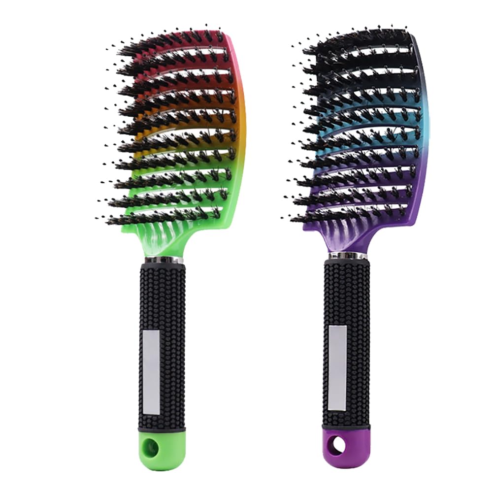 Ultra Detangling Brush - Magical Hairbrush for Wet or Dry Hair | Fast Drying, Massage Design (Pink & Purple)