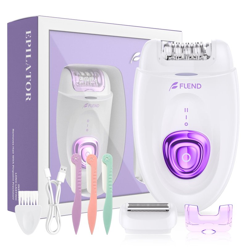 Epilator for Women, Cordless Facial Hair Removal Device with Shaver Head and Trimmer, Smooth Glide Epilators 2 Speeds & 36 Tweezers for Face Legs Arms Armpit Bikini