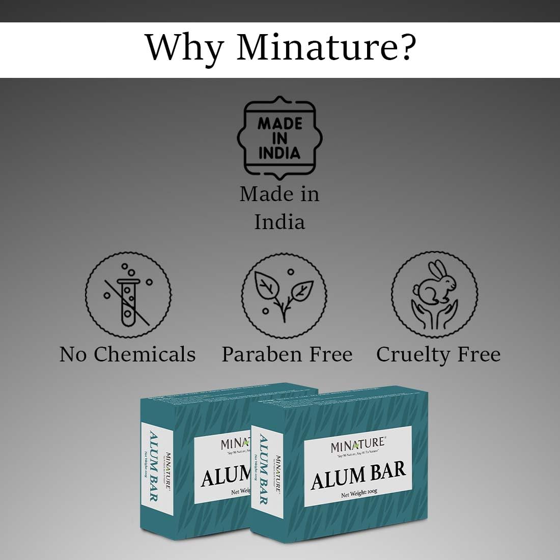 Mi Nature Pure Alum Bar 2 pack (100g*2) |Natural Phitkari Block |Potassium Alum Stone |Shaving Bar |Skin Astringent |Water Clarifier |Odor Control