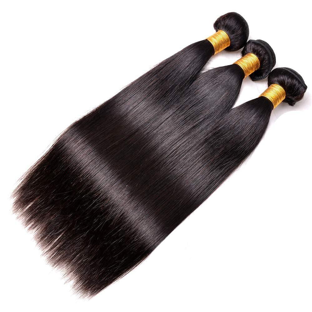 Straight Human Hair Bundles 8A Grade Brazilian Unprocessed Virgin Hair 150g/3 Bundles 12 14 16 Inch Natural Black Color Straight Bundle Hair Weave
