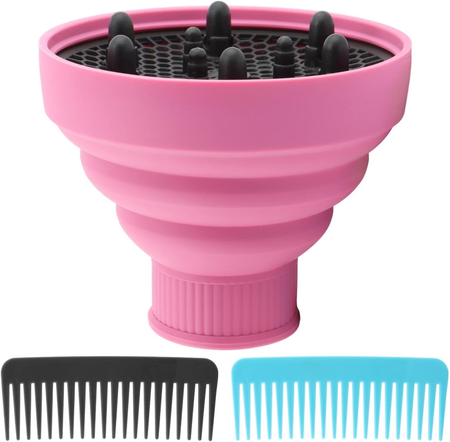 Universal Collapsible Hair Dryer Diffuser - Portable Attachment for Thick Hair | Travel-Friendly Design (Black)
