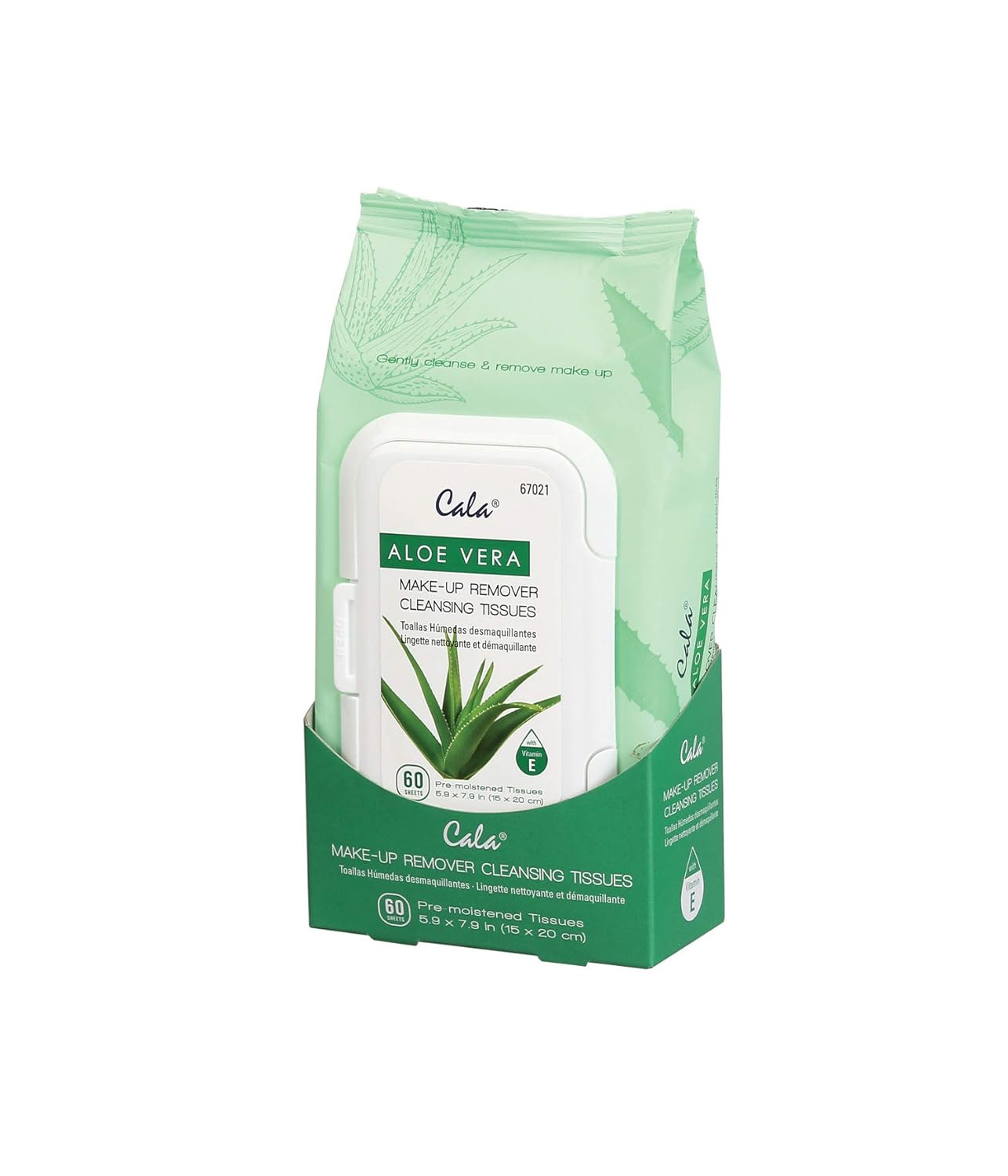CALA Makeup Remover Cleansing Tissues - Aloe Vera Deep Cleansing Wipes | 60 Sheets for Soft, Moisturized Skin