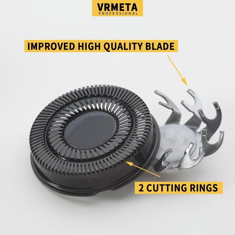 VRMETA 4 PCS Shaver Head Replacement Blades for Skull Pitbull Carver PRO 4 Electric Razor Replacement heads (Black)
