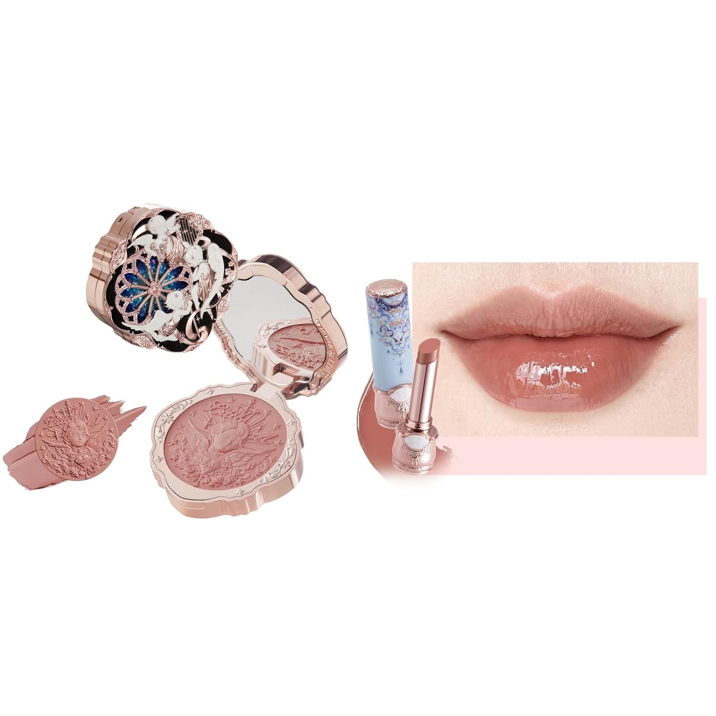 Little Angel Cream Blush & Matte Lipstick Set - Buildable, Blendable Velvety Makeup | Blush 04 Rose Ashes & Lipstick C08 Sand Tower